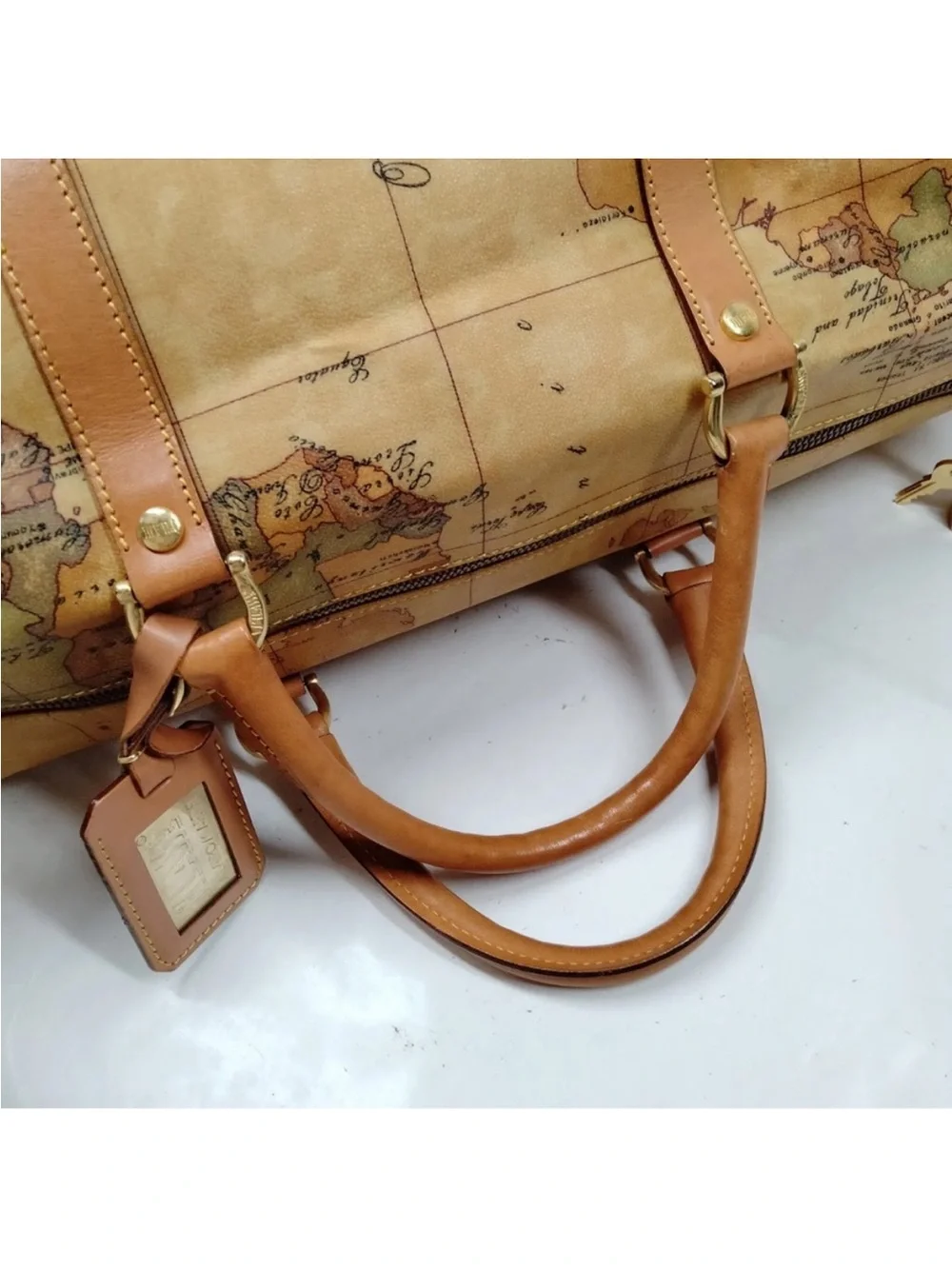 Vintage Alviero Martini 1ª Classe Geo Map Boston Duffle Bag